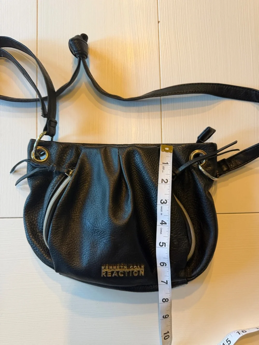 Kenneth Cole Reaction Black Pebbled Leather Crossbody Bag